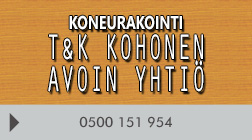 Koneurakointi T & K Kohonen avoin yhtiö logo